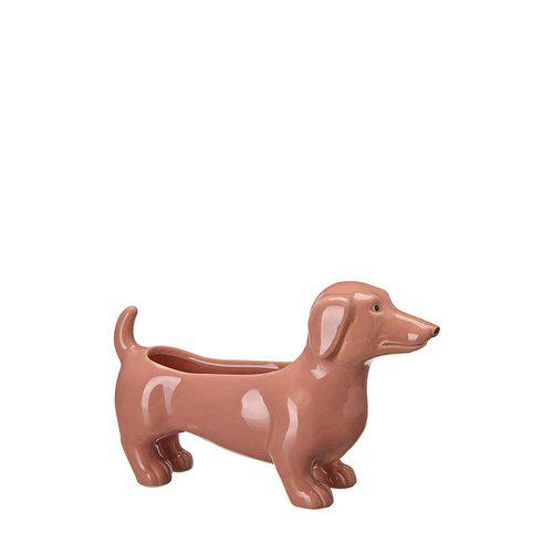 Peach Ceramic Dog Planter