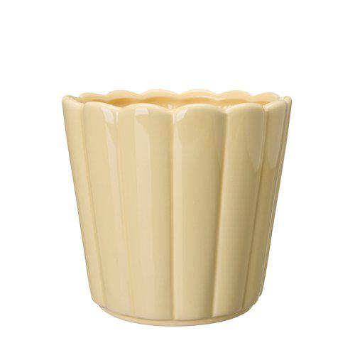 Scalloped Pastel Yellow Ceramic Plant Pots