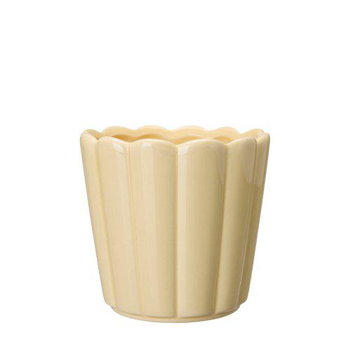 Scalloped Pastel Yellow Ceramic Plant Pots