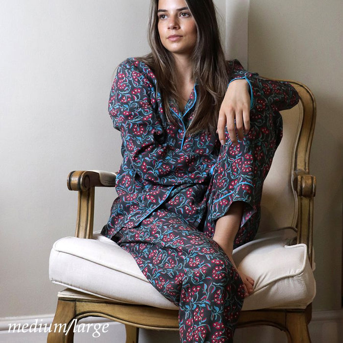Grey mix floral print luxury eco pyjamas