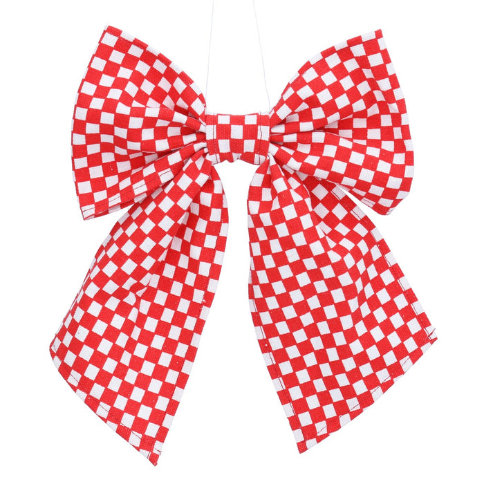 Fabric Wired Bow in Red & White Gingham