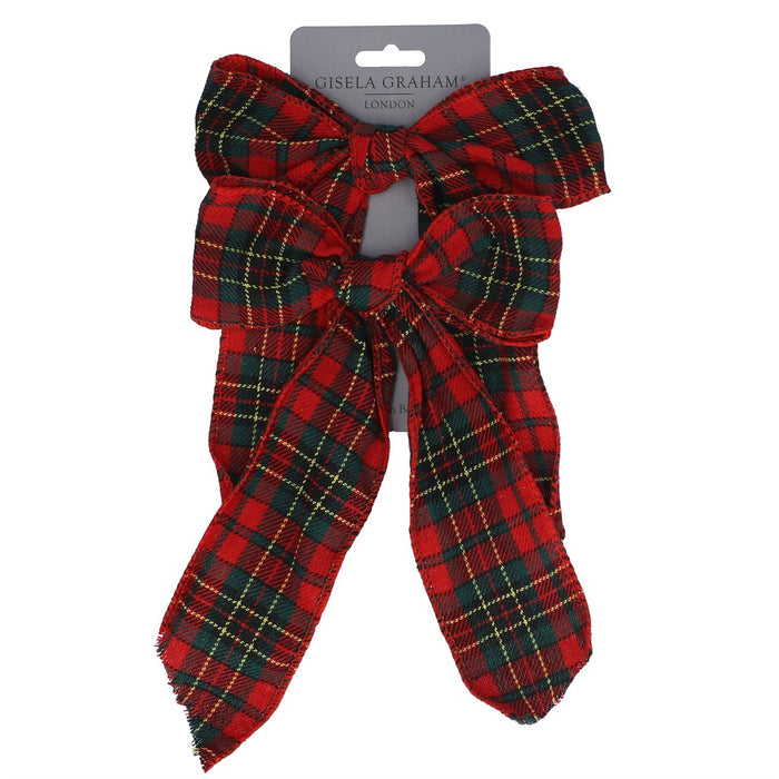 Fabric Tartan Bows - Pack of 2