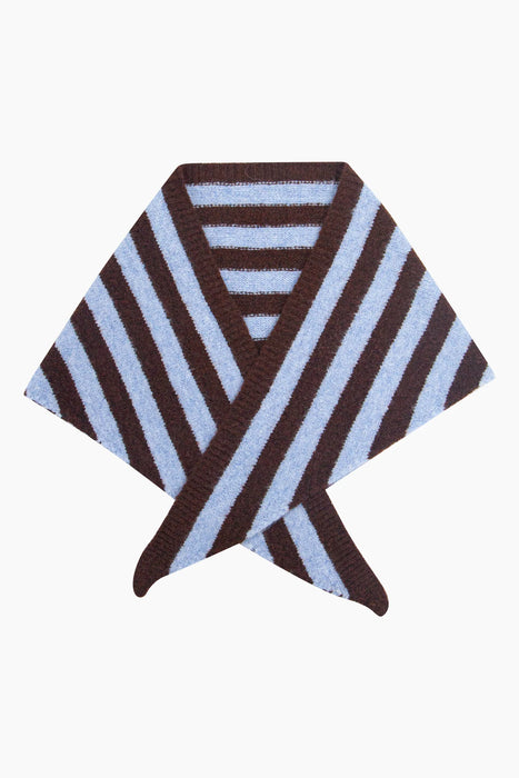 Striped Triangle Scarf in Brown & Blue