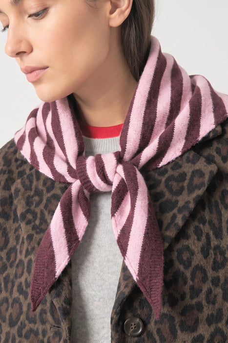 Striped Triangle Scarf in Berry & Pink
