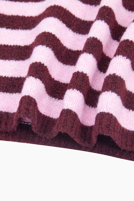 Striped Triangle Scarf in Berry & Pink