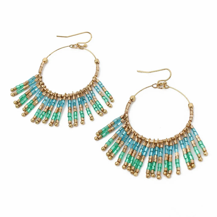 Mint Tassel Beaded Earrings