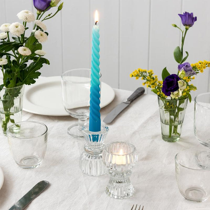 Double Ended Glass Candle Holder