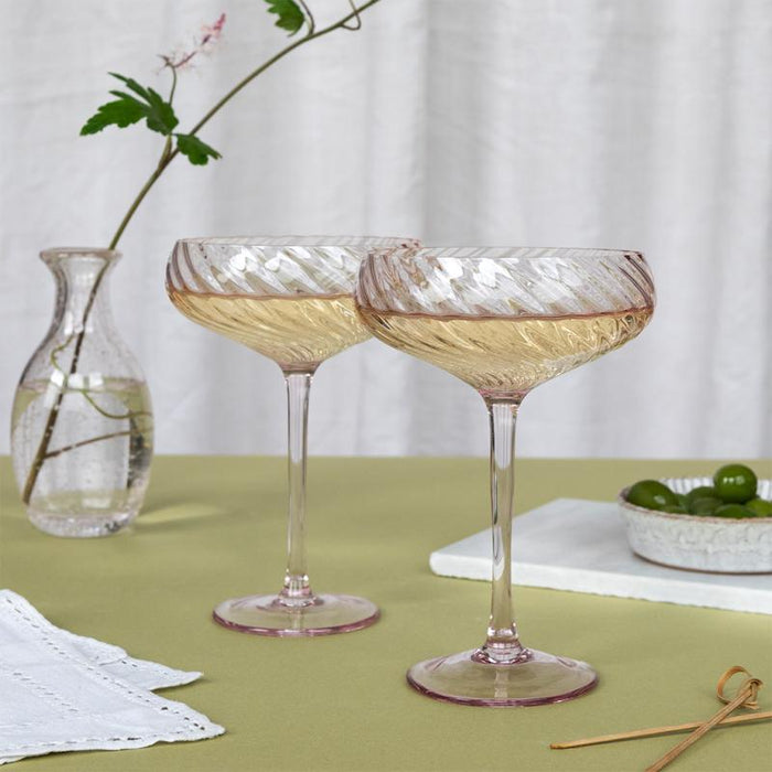 Scalloped Coupe Cocktail Glasses - Boxed Set of 2