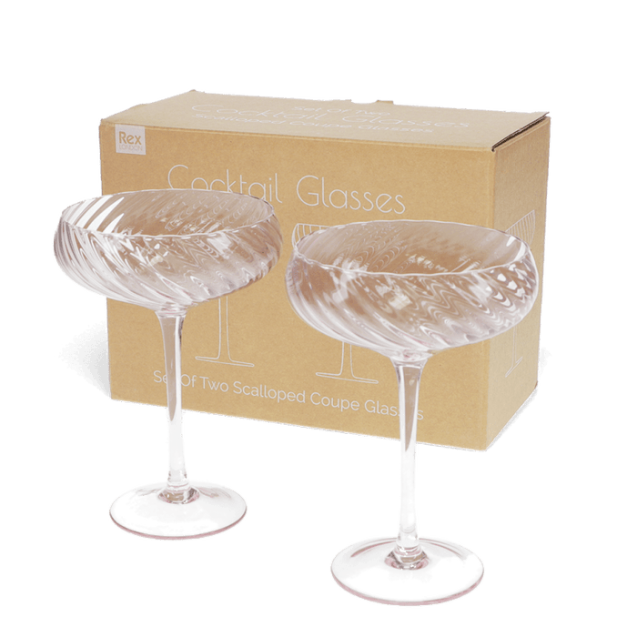 Scalloped Coupe Cocktail Glasses - Boxed Set of 2