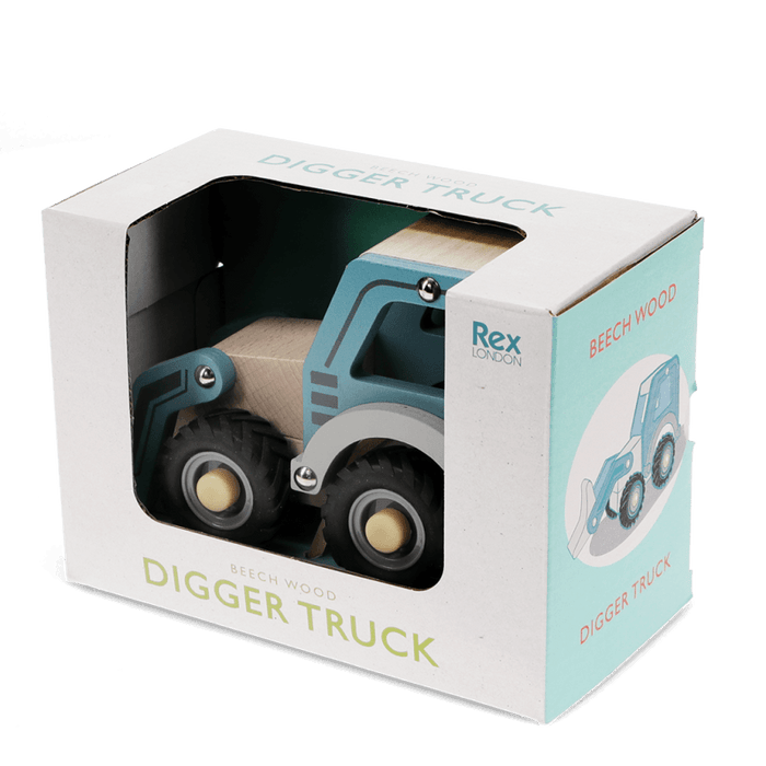 Wooden Push Along Digger Truck Toy