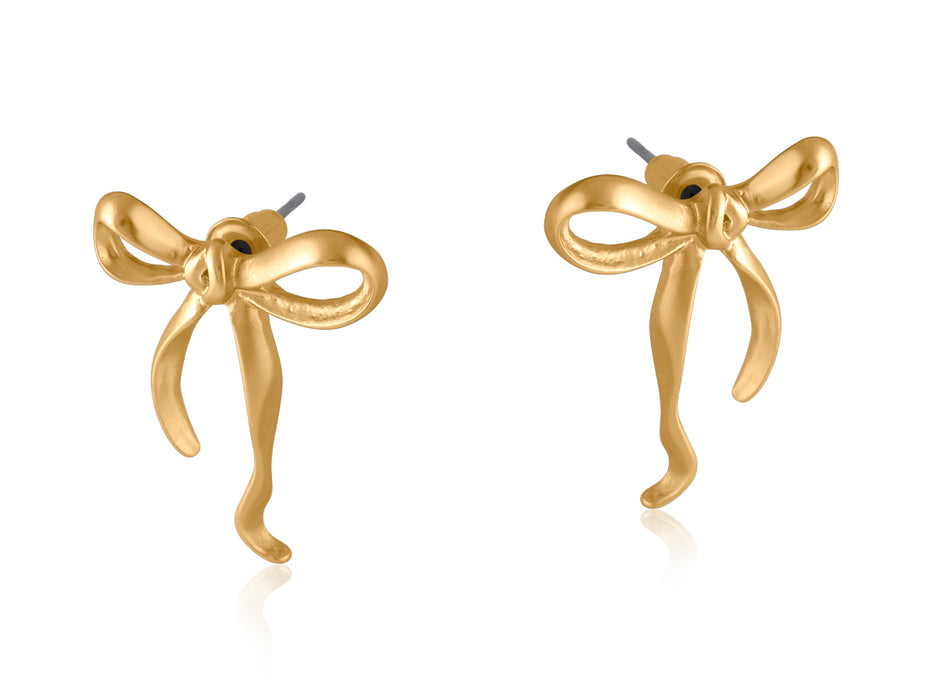 Matte Gold Bow Stud Earrings