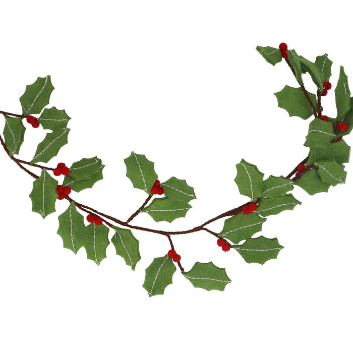 Felt Holly & Red Berries Garland 1.2m