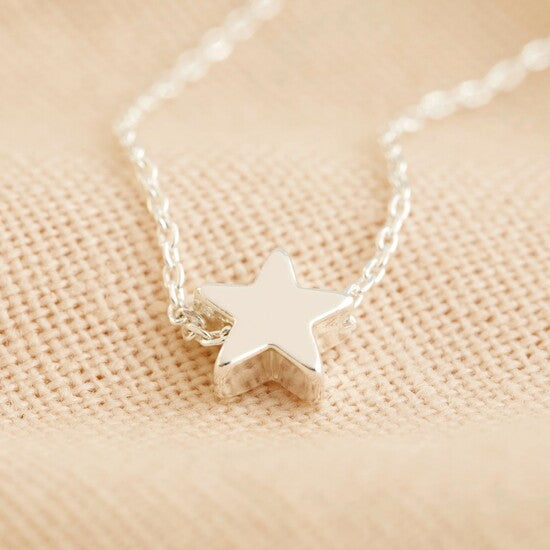 Star Bead Necklace in Silver