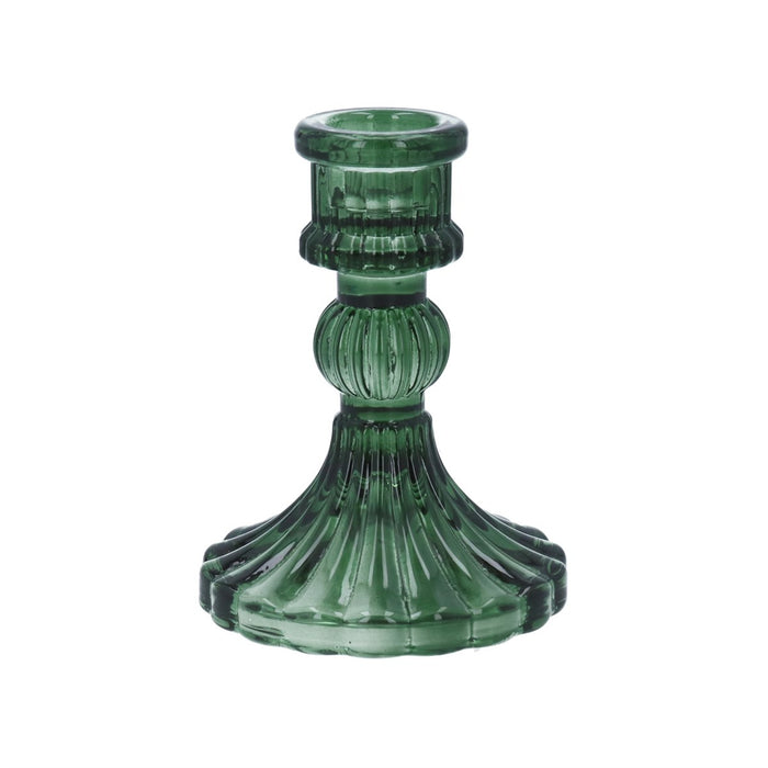 Glass Emerald Green Candlestick Holder