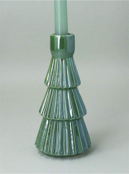 Green Christmas Tree Candlestick Holder