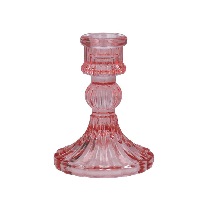 Etched Glass Candle Stick Holder