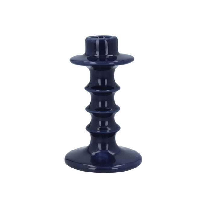 Ceramic Navy Hooped Candle Stick Holder