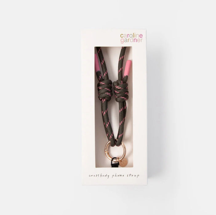 Khaki and Pink Crossbody Phone Strap