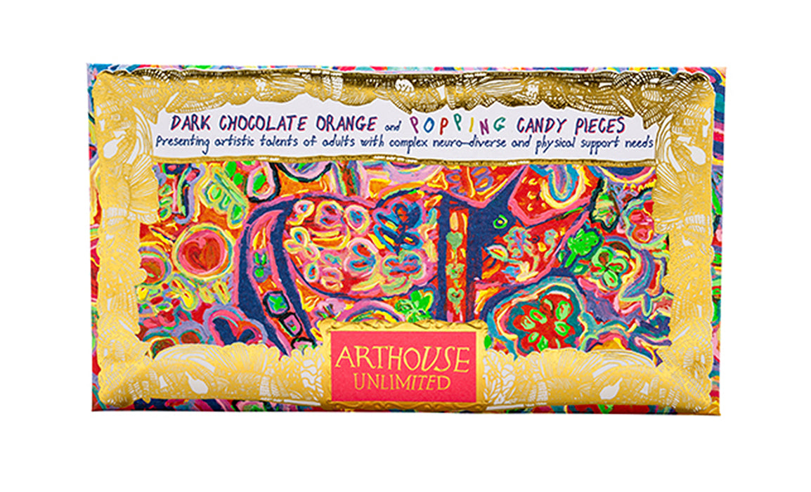 Arthouse Unlimited Rhino in Bloom, Dark Chocolate Orange and Popping Candy Pieces