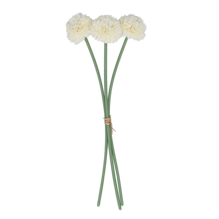 Set of 3 Faux Flowers - White Mini Ball Chrysanthemums