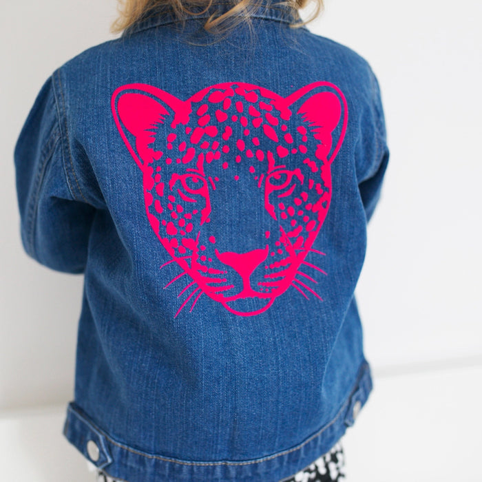 Childs Pink Leopard Denim Jacket