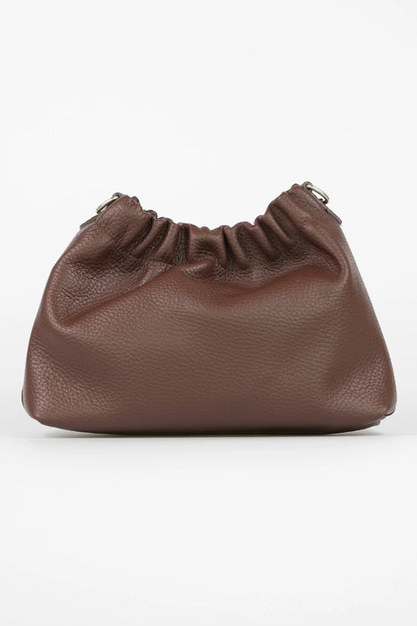 Hobo Style Italian Leather Pouch Bag in Chocolate
