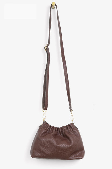 Hobo Style Italian Leather Pouch Bag in Chocolate