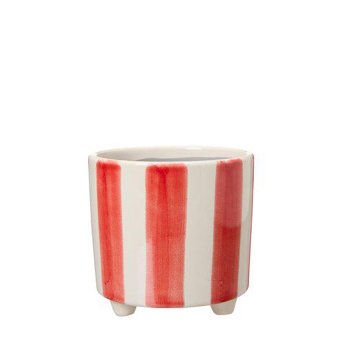 Red & White Striped Ceramic Plant Pots