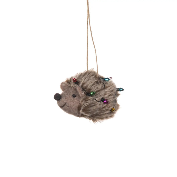 Hedgehog in Lights Felt Hanging Christmas Decoration