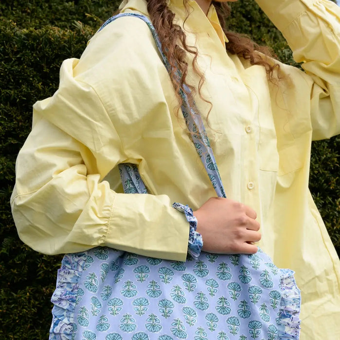 Blue Tote Bag with Frill - Pack of Two