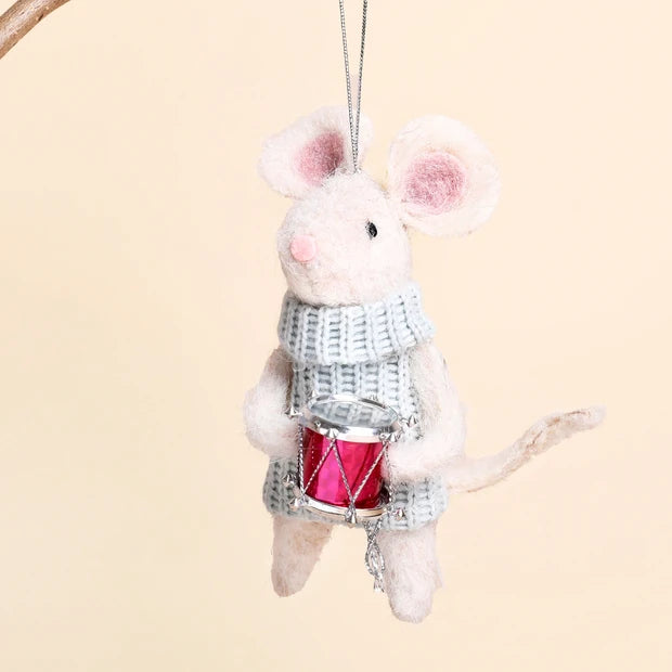 Felt Drumming Mouse Hanging Decoration