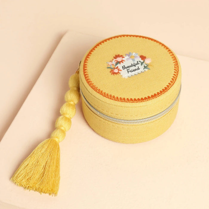 'Beautiful Friend' Embroidered Jewellery Case