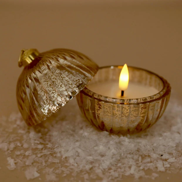 Gold Glass Faux Bauble LED Candle