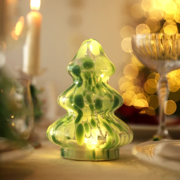 Green Confetti Glass Christmas Tree Decoration