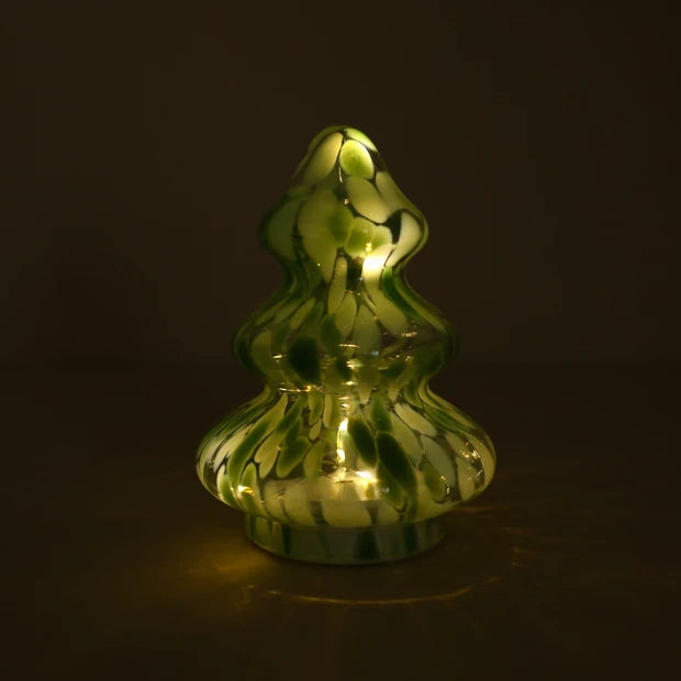 Green Confetti Glass Christmas Tree Decoration