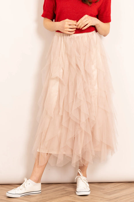 Cream Tulle Maxi Skirt