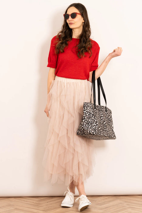 Cream Tulle Maxi Skirt
