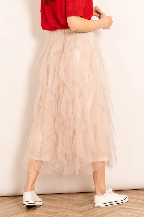 Cream Tulle Maxi Skirt