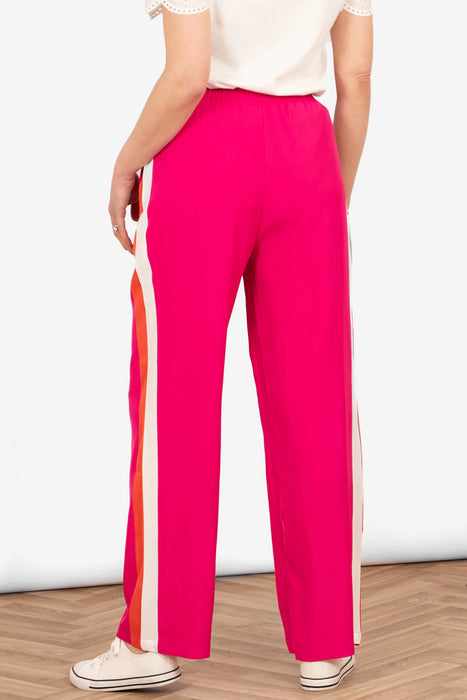 Rory Wide Leg Stripe Trousers in Hot Pink