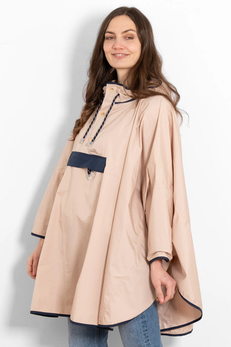 Stone & Navy Blue Rain Poncho