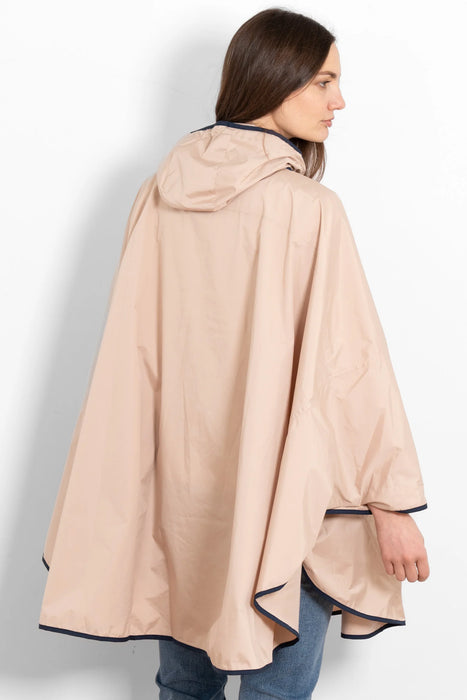 Stone & Navy Blue Rain Poncho