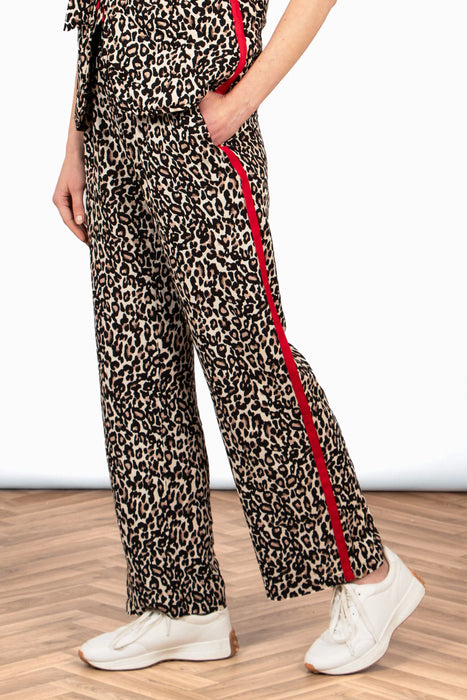 Presley Wide Leg Stripe Trousers in Leopard