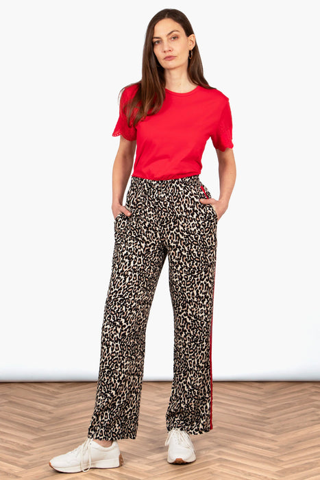 Presley Wide Leg Stripe Trousers in Leopard