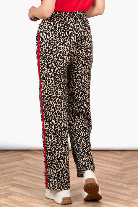 Presley Wide Leg Stripe Trousers in Leopard