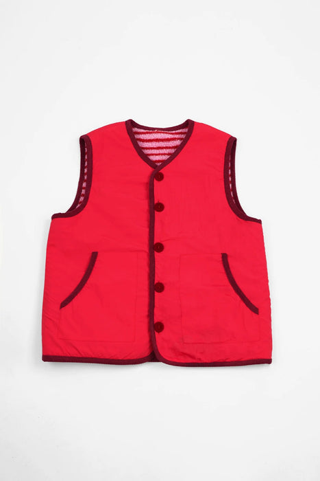 Striped Reversible Gillet in Pink & Red
