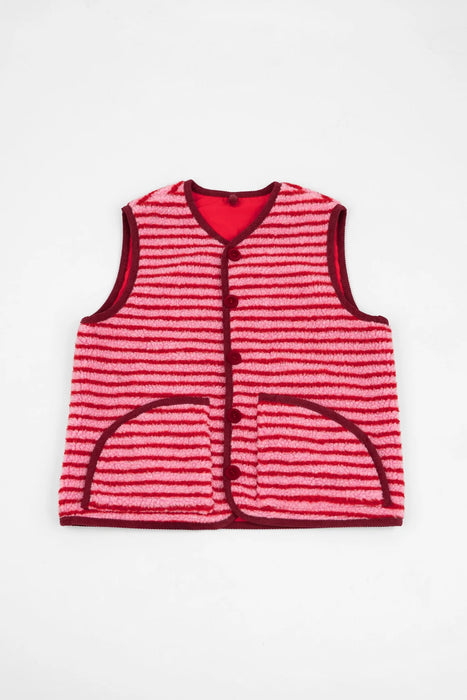 Striped Reversible Gillet in Pink & Red