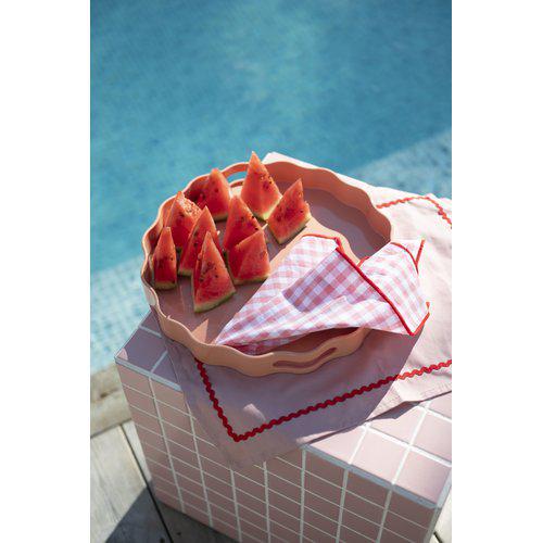 Pink & Red Scalloped Cotton Placemat