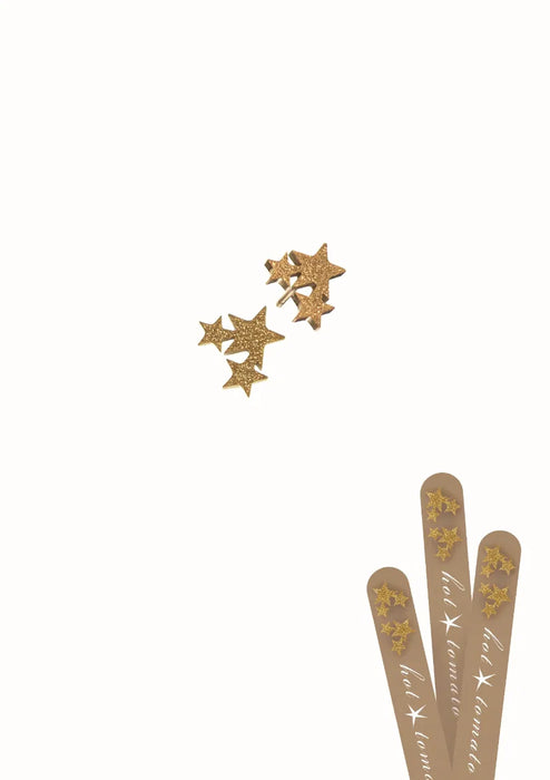 Triple Gold Star Stud Earrings