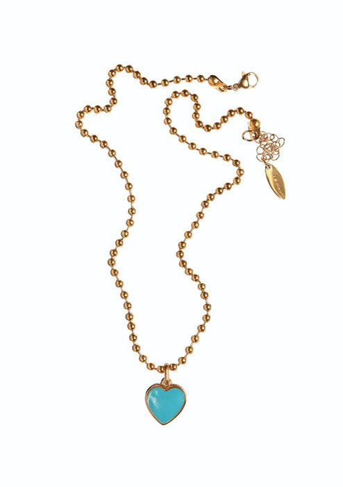 Turquoise Heart Pendant Necklace 18k Gold
