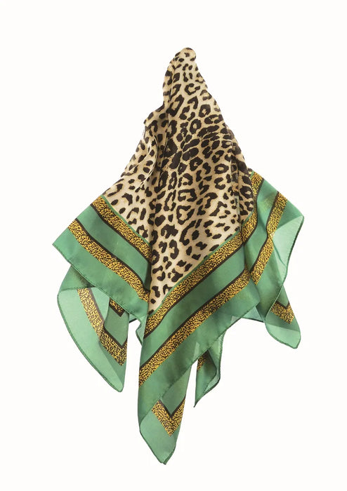Vintage Leopard Print Square Scarf